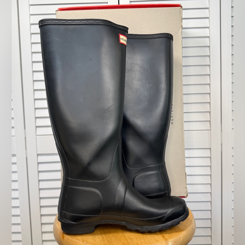 Hunter Womens Black Rubber Rain BOOTS Original Tall Size US7 EU38 Wft1000rma - Picture 7 of 16